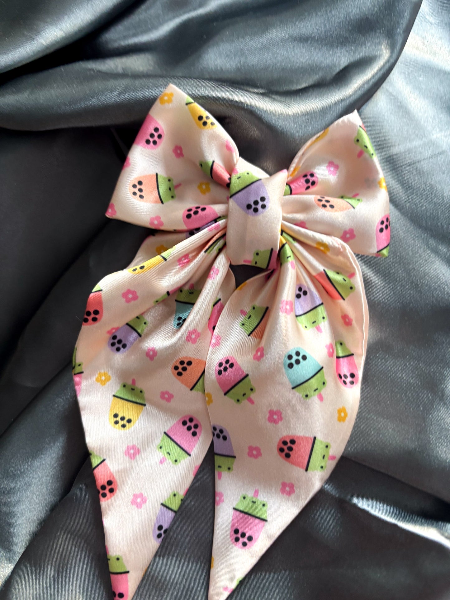 Boba Hop Buddies Medium Satin Hair Bow