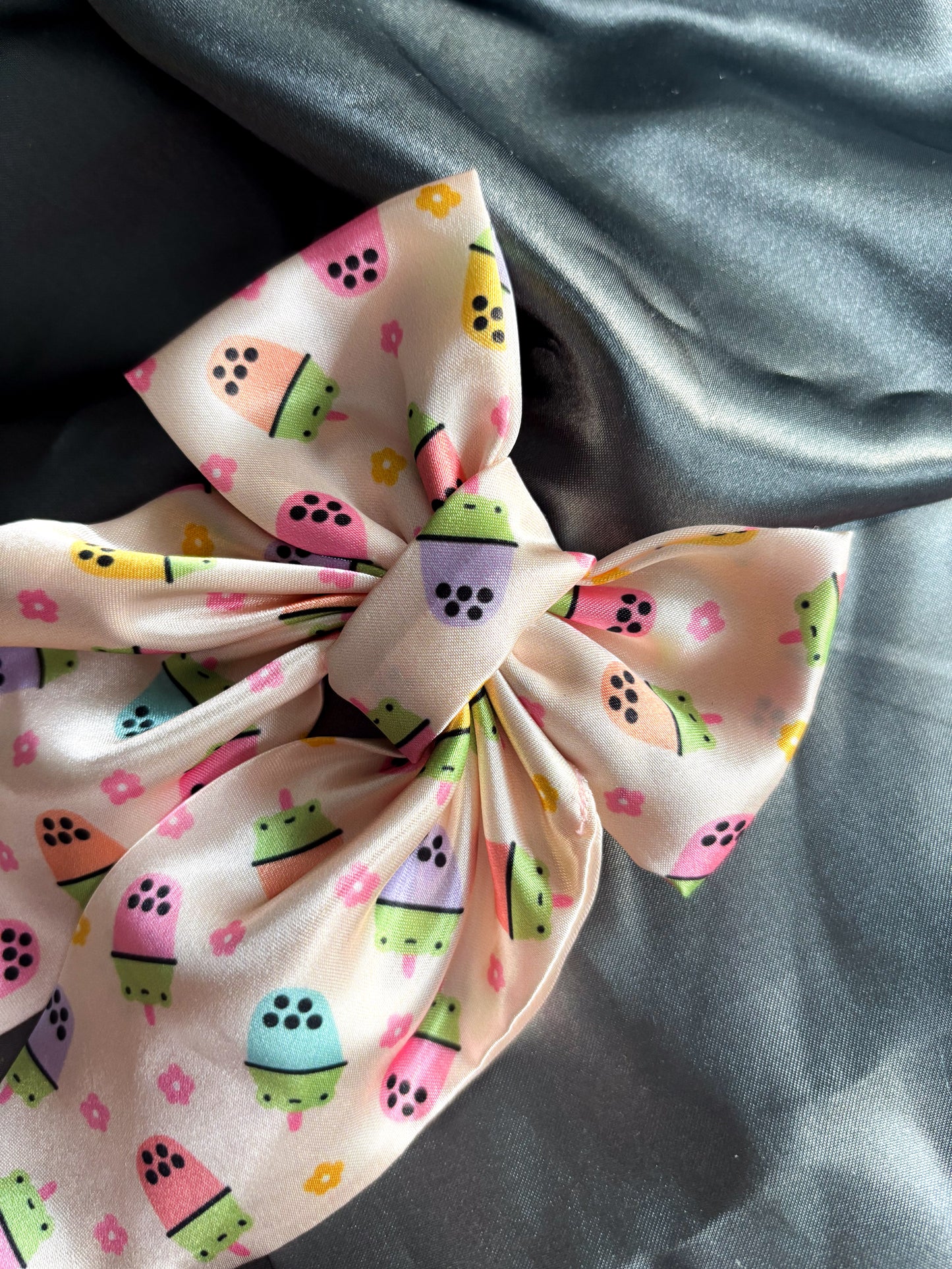 Boba Hop Buddies Medium Satin Hair Bow