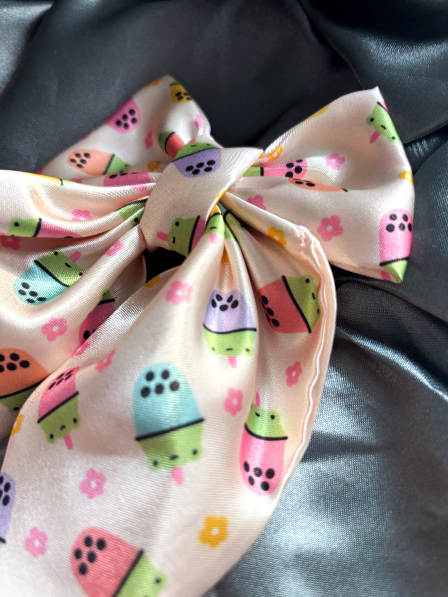 Boba Hop Buddies Medium Satin Hair Bow