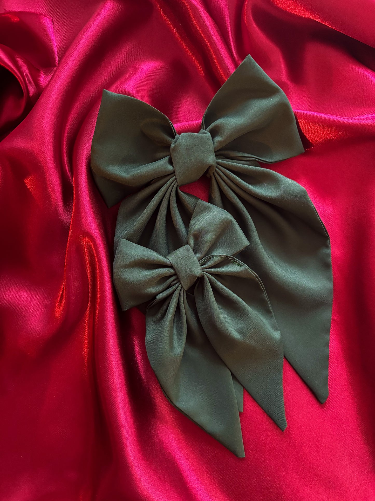 Green Chiffon Hair Bow (LARGE)