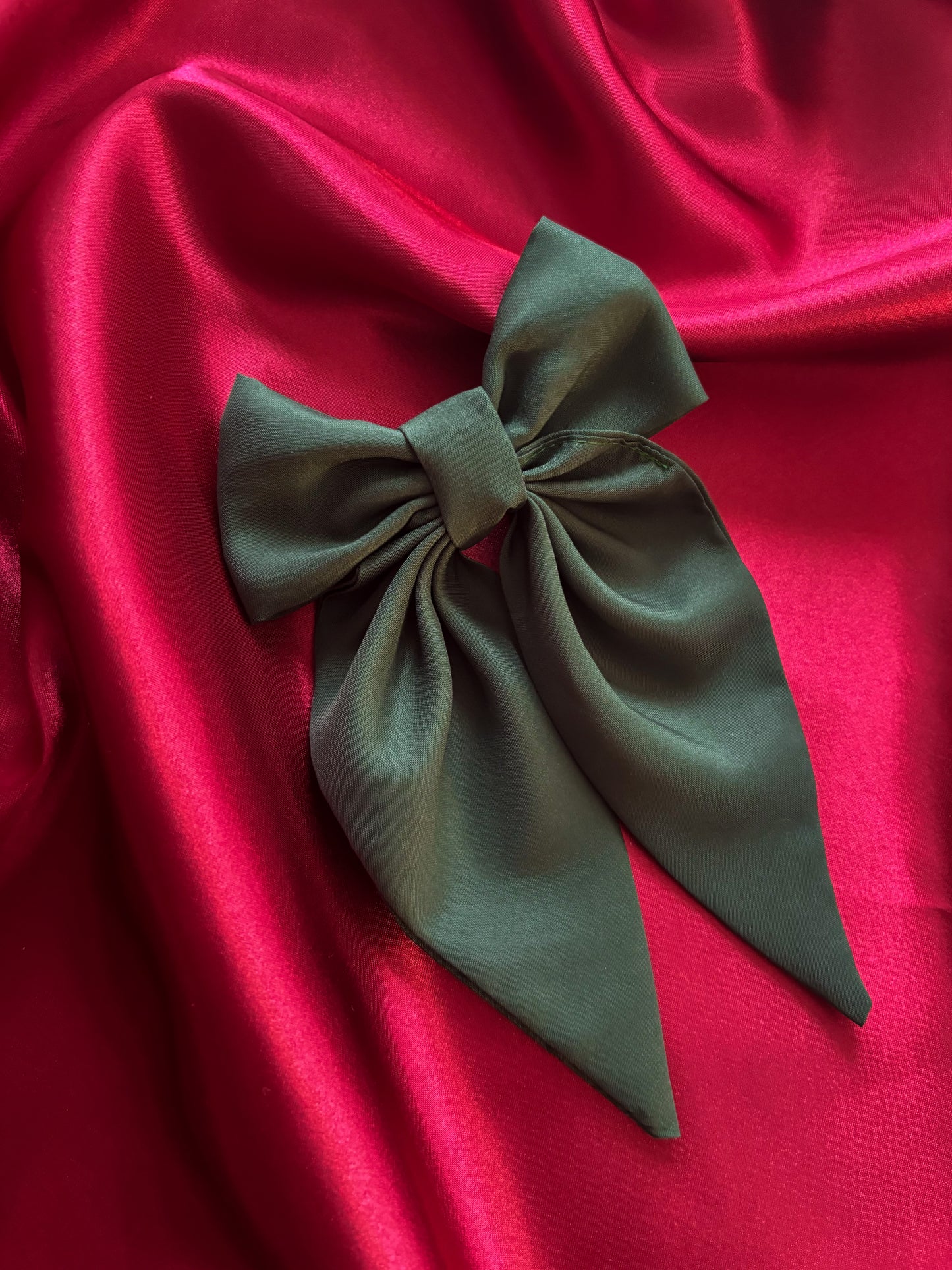 Green Chiffon Hair Bow (MEDIUM)
