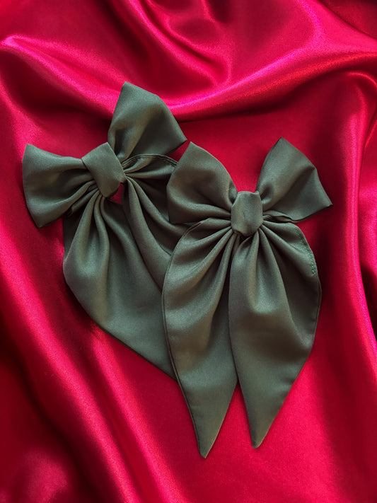 Green Chiffon Hair Bow