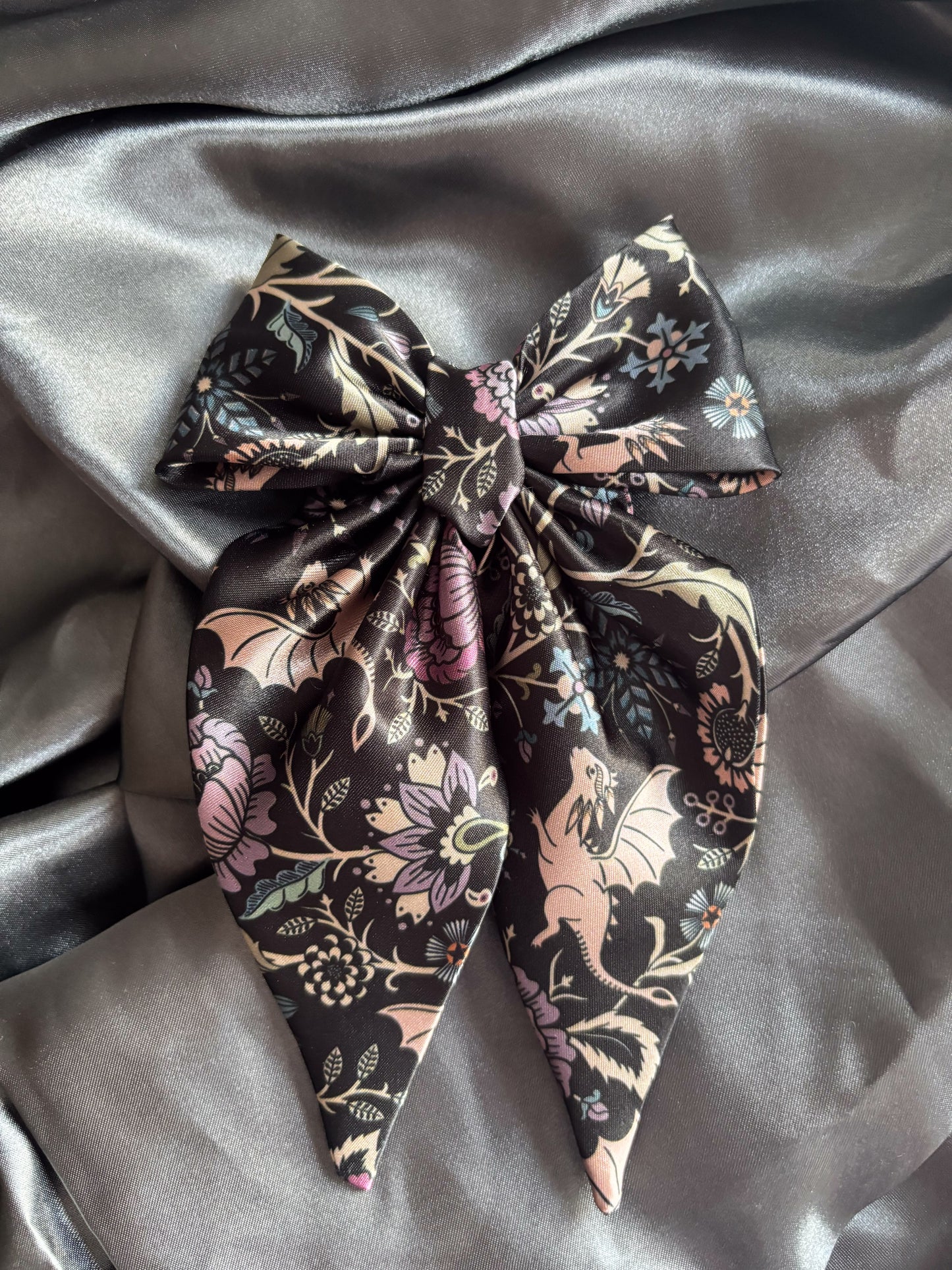Here Be Dragons Medium Satin Hair Bow
