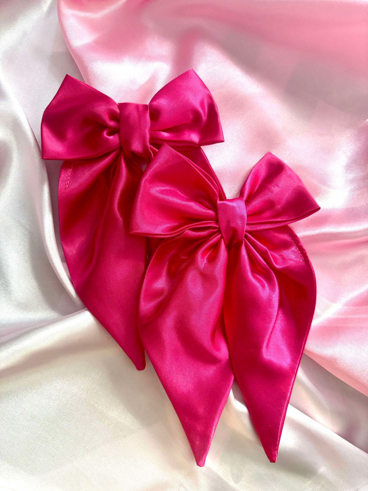 Hot Pink Satin Hair Bow (Medium)