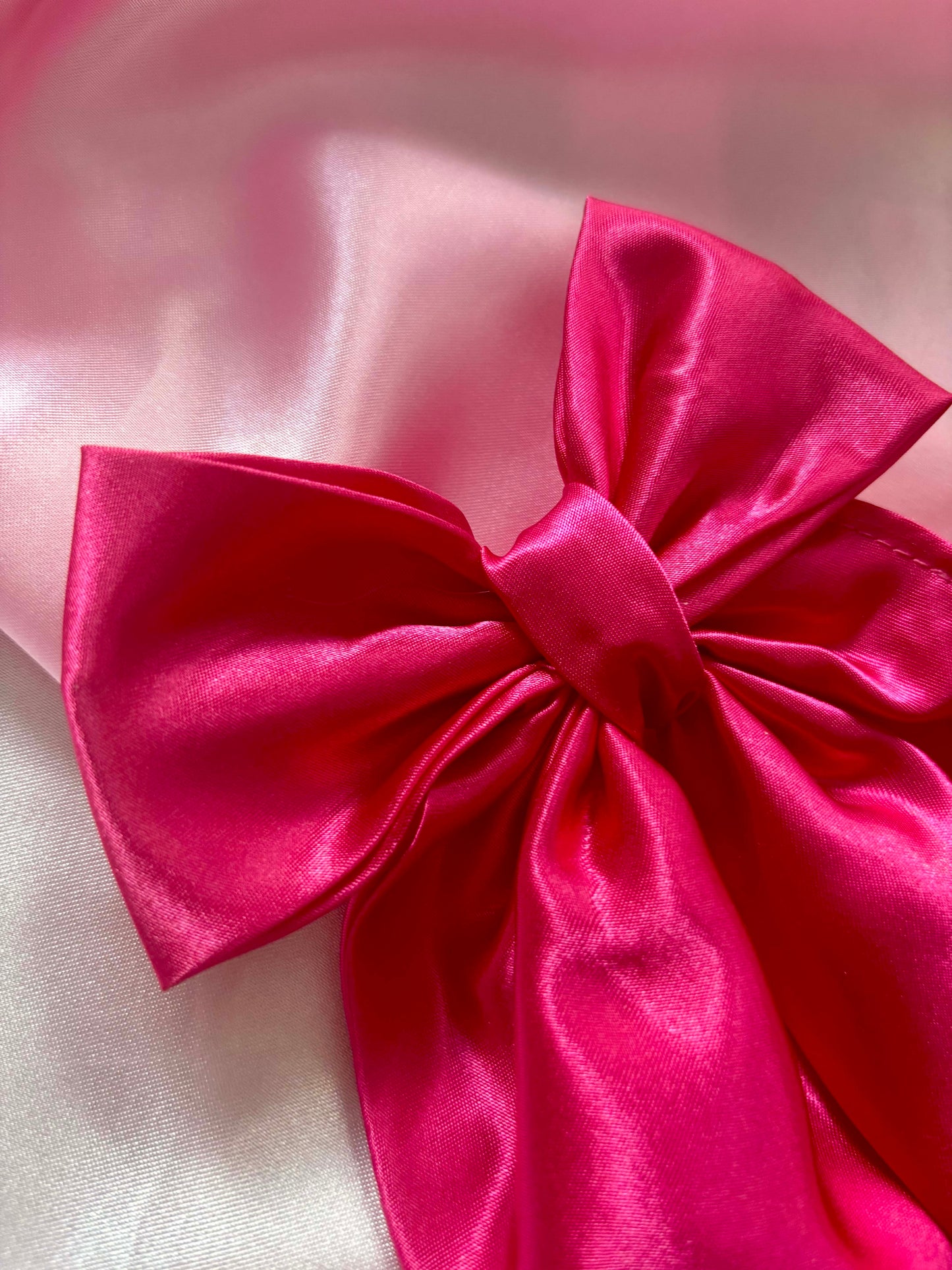 Hot Pink Satin Hair Bow (Medium)