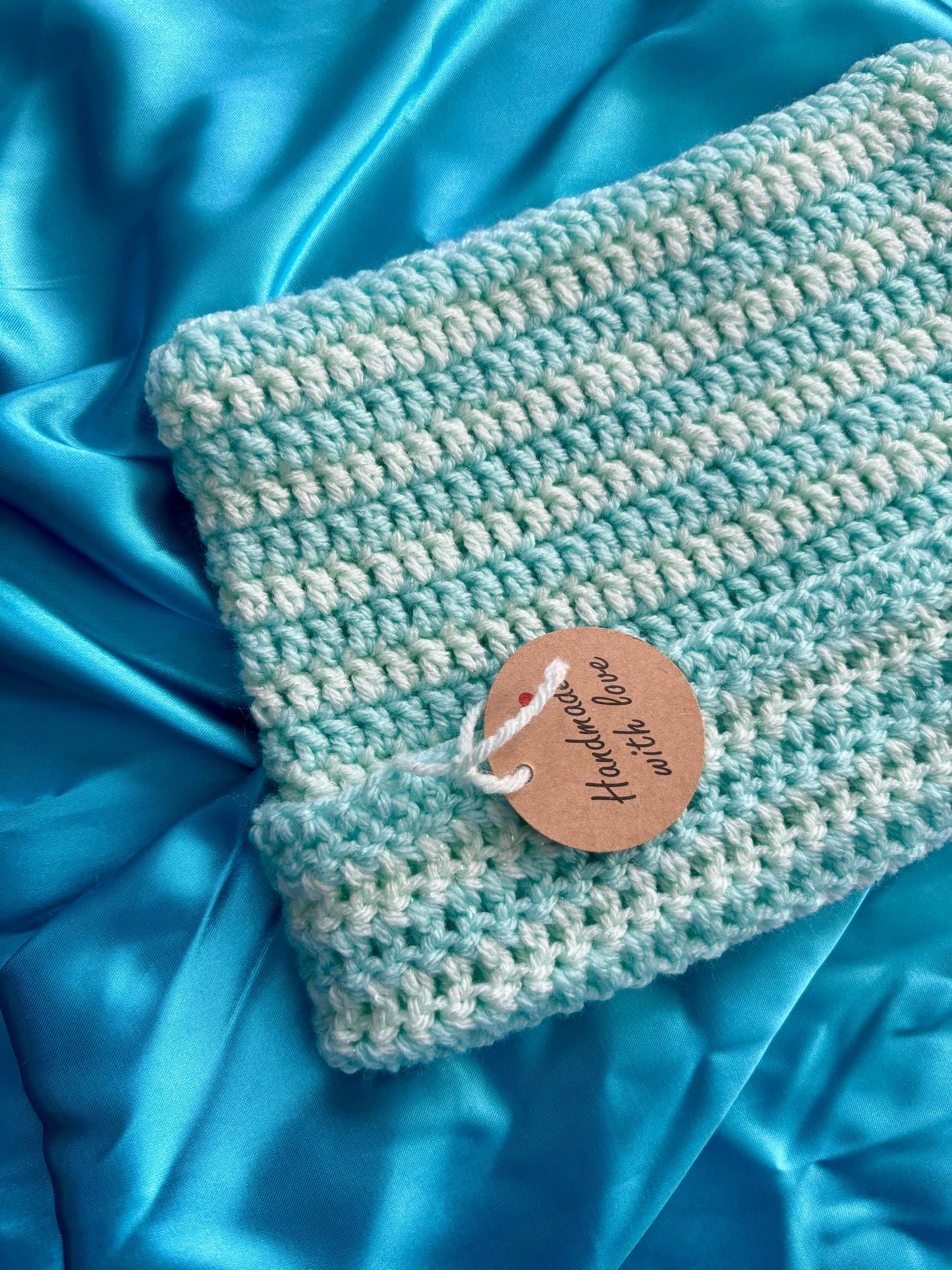 Mint Sparkle Stripe Cat Ear Beanie