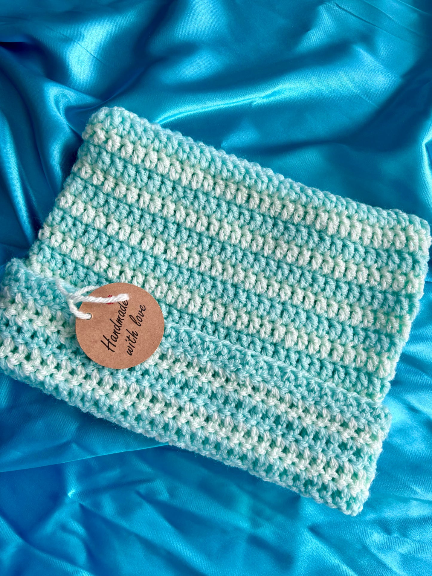 Mint Sparkle Stripe Cat Ear Beanie