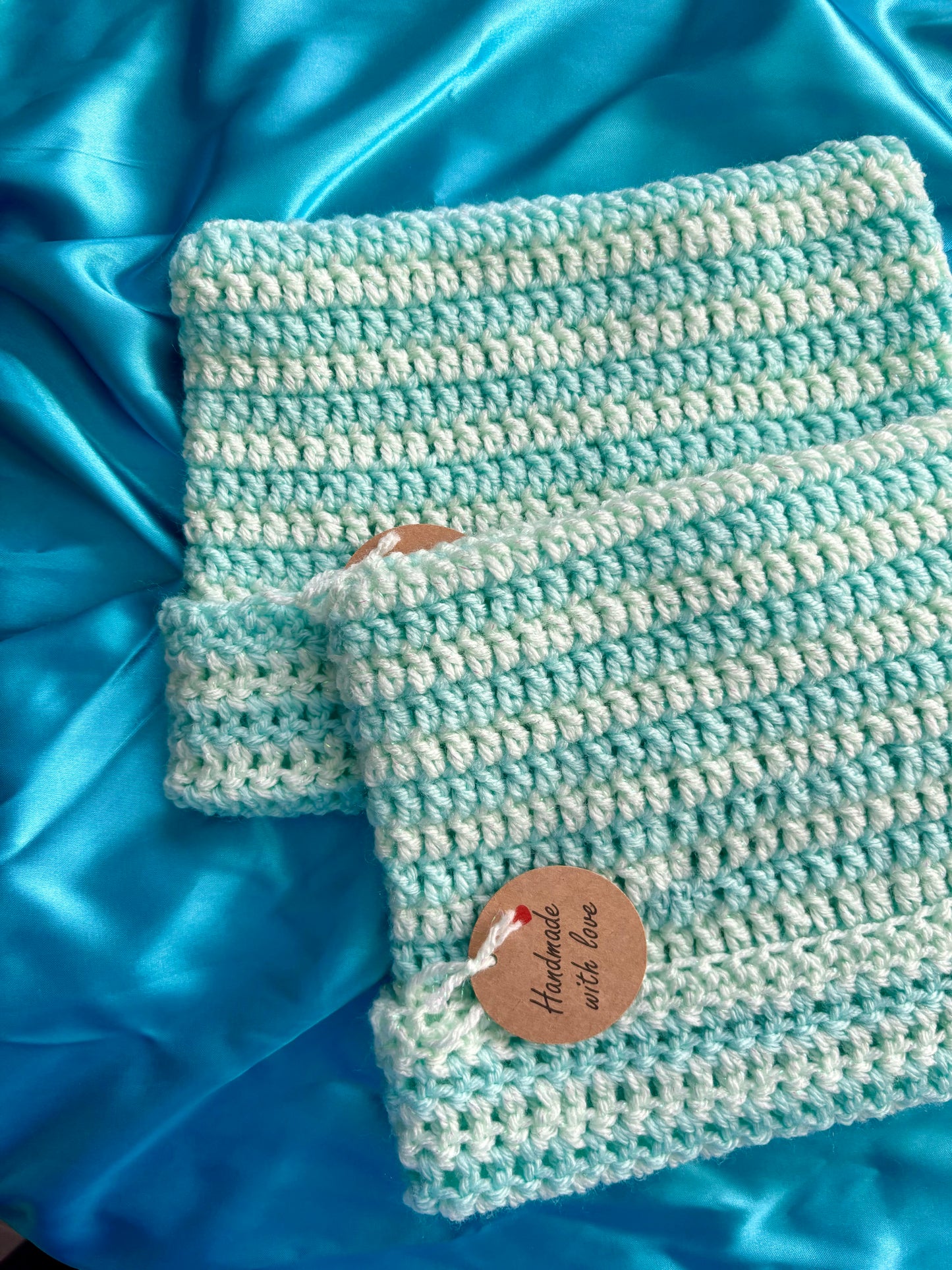 Mint Sparkle Stripe Cat Ear Beanie
