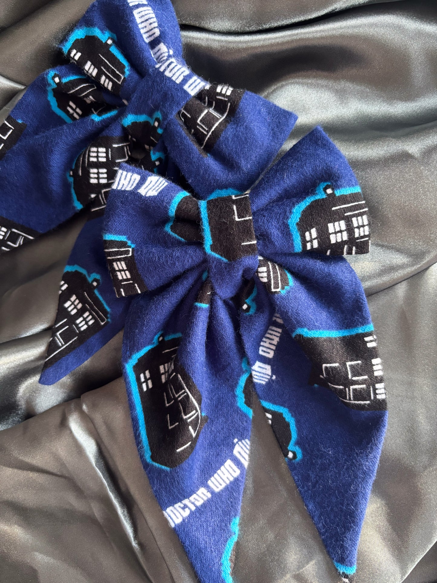 Police Box Medium Flannel Hair Bow