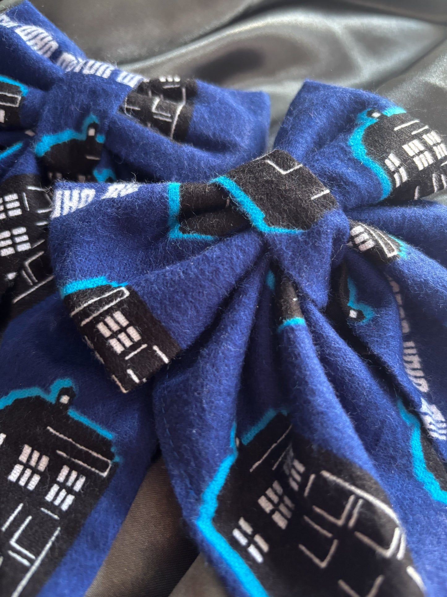 Police Box Medium Flannel Hair Bow