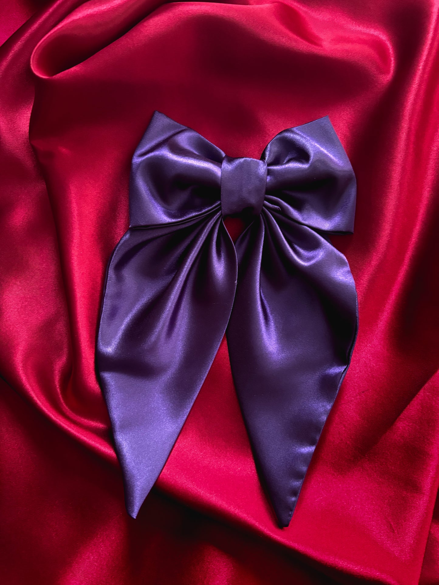 Purple Satin Hair Bow (LARGE)
