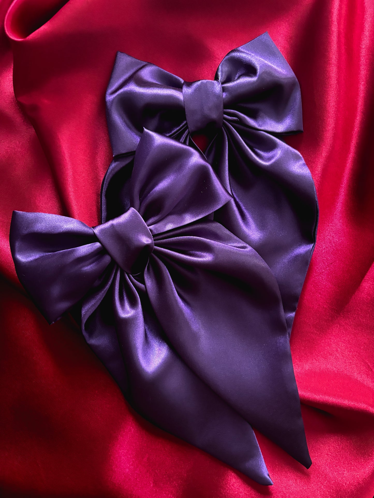 Purple Satin Hair Bow (LARGE)