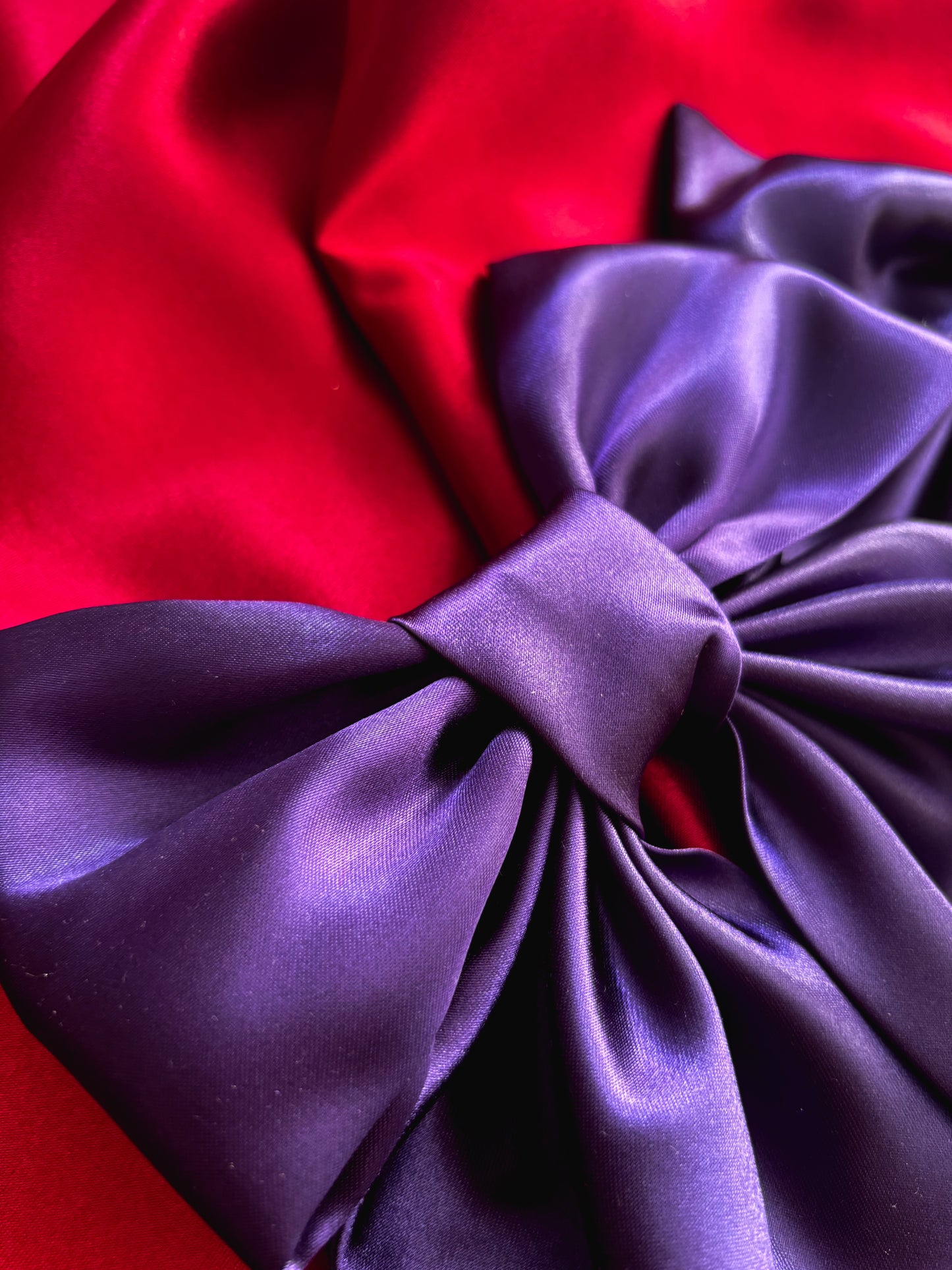 Purple Satin Hair Bow (LARGE)
