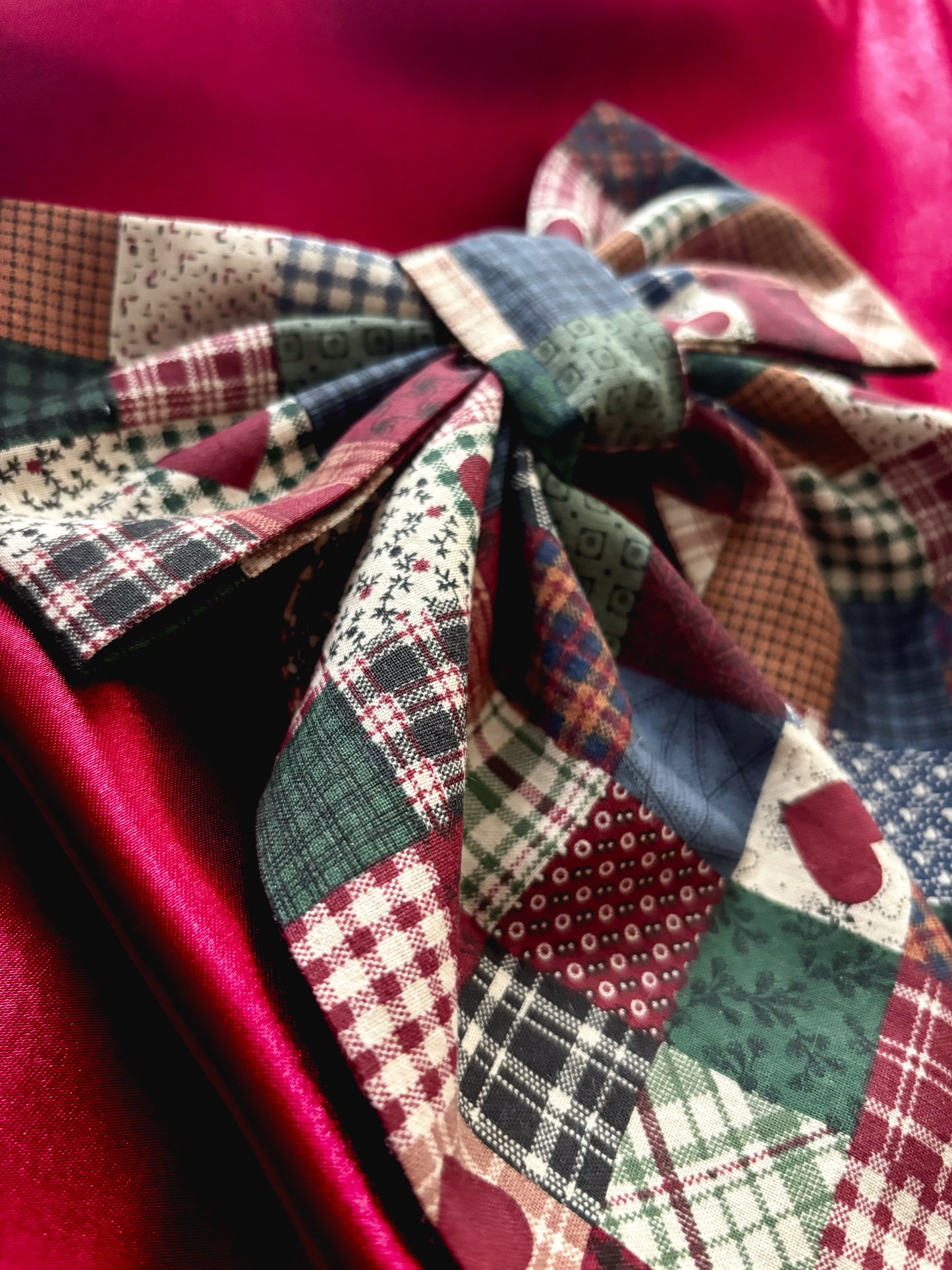 Quilted Hearts Hair Bow (LARGE)