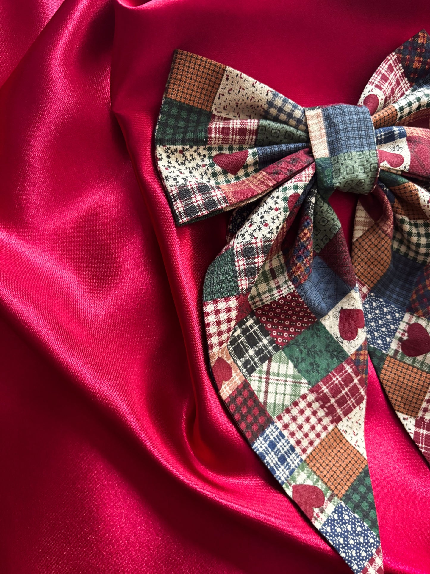 Quilted Hearts Hair Bow (LARGE)