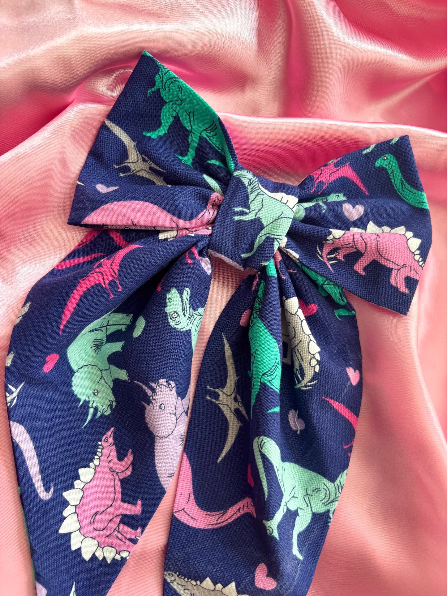 Rawr Means I Love You In Dinosaur Cotton Hair Bow (Large)