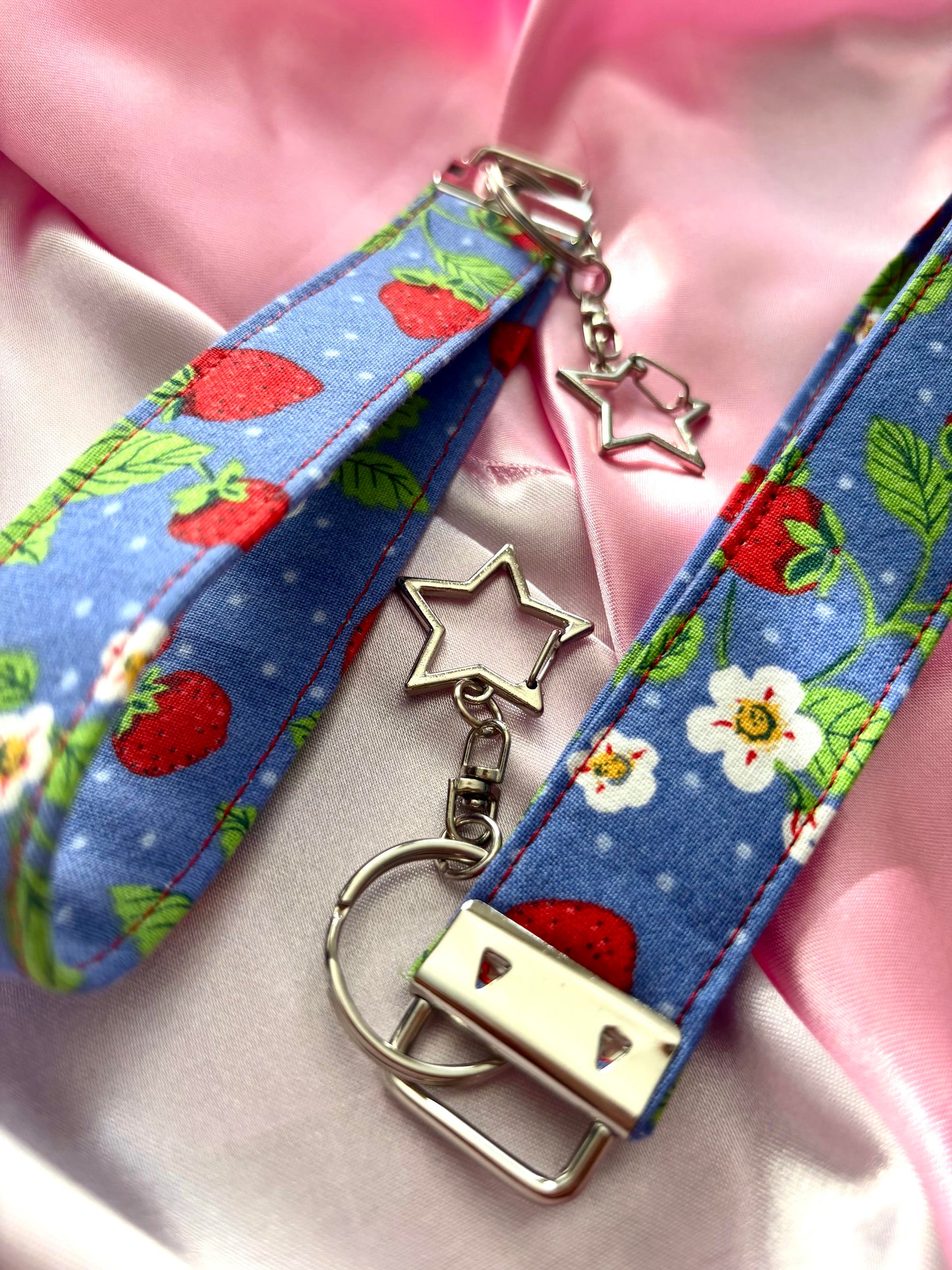 Strawberry Field 4Eva Fabric Wristlet Keychain
