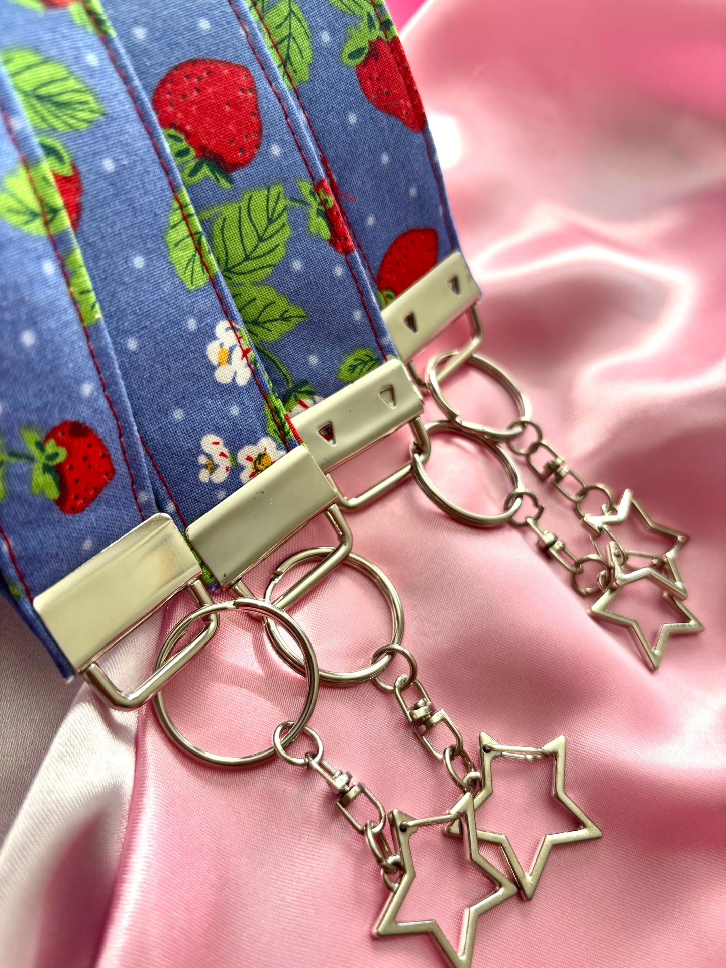 Strawberry Field 4Eva Fabric Wristlet Keychain