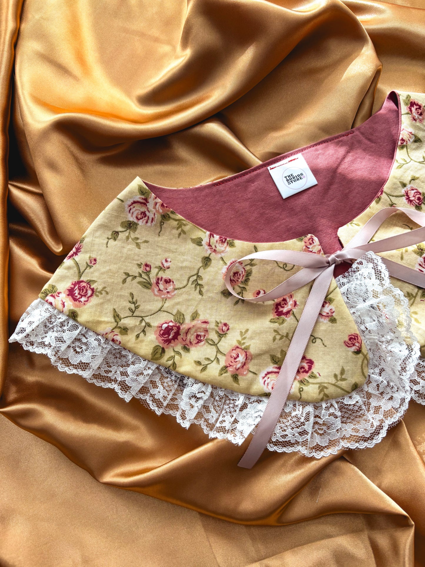 FTRBTB Reversible Collar #5B: Vintage Rose & Cream Lace (2)