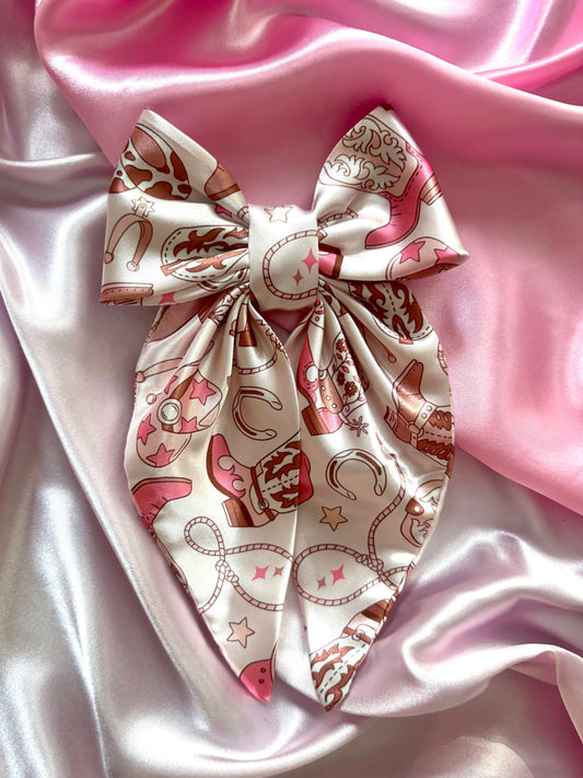 Cowboy Cutie Satin Hair Bow (Medium)
