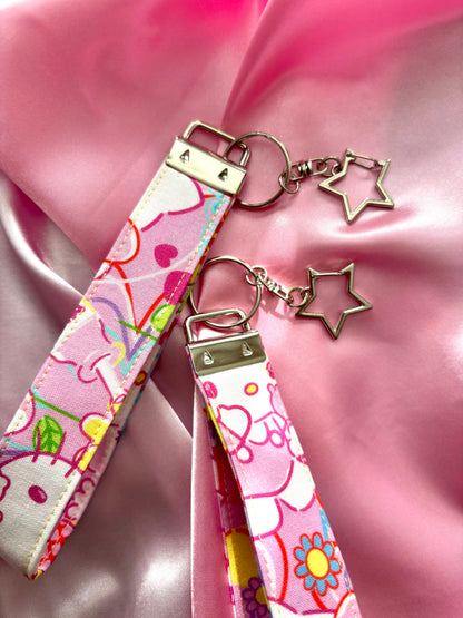 Hello Summer Fabric Wristlet Keychain
