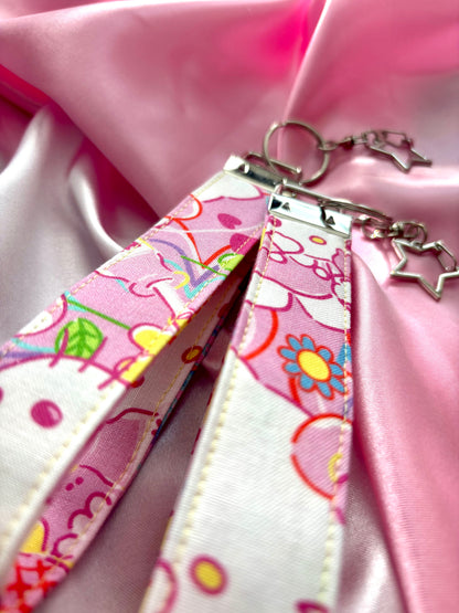 Hello Summer Fabric Wristlet Keychain