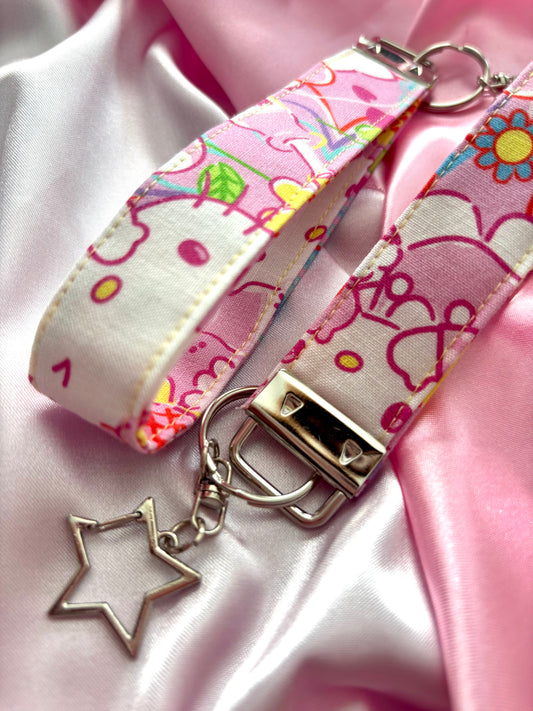 Hello Summer Fabric Wristlet Keychain
