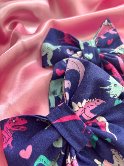 Rawr Means I Love You In Dinosaur Cotton Hair Bow (Medium)