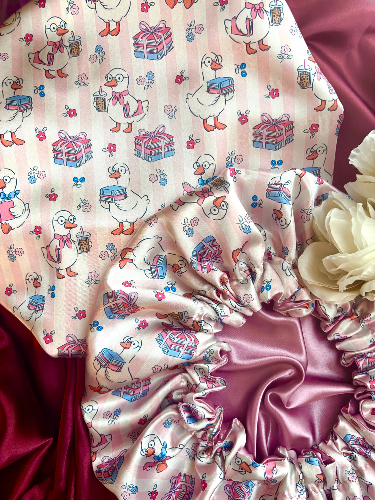 Silly Goose Book Club Satin Bonnet