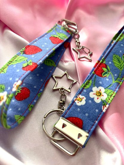 Strawberry Field 4Eva Fabric Wristlet Keychain