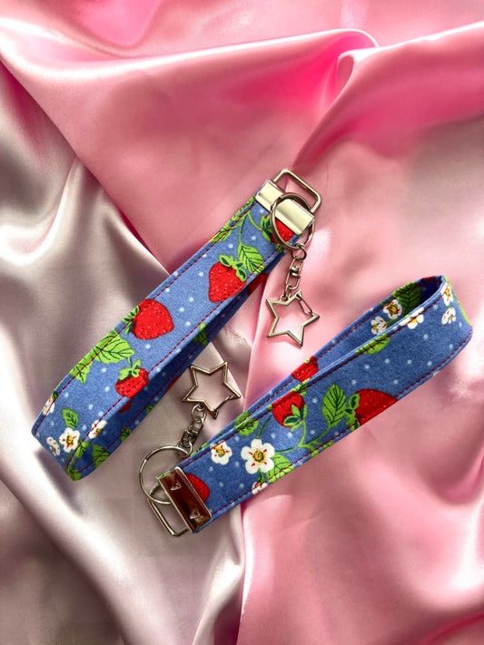Strawberry Field 4Eva Fabric Wristlet Keychain