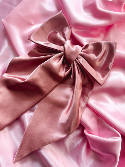 Dusty Rose Large Satin Hair Bow