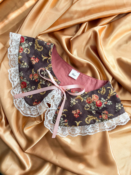 FTRBTB Reversible Collar #1: Brown Gilded Roses