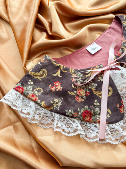 FTRBTB Reversible Collar #1: Brown Gilded Roses