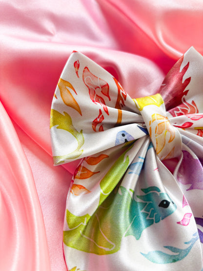 Tongues of Rainbow Fire Medium Satin Hair Bow