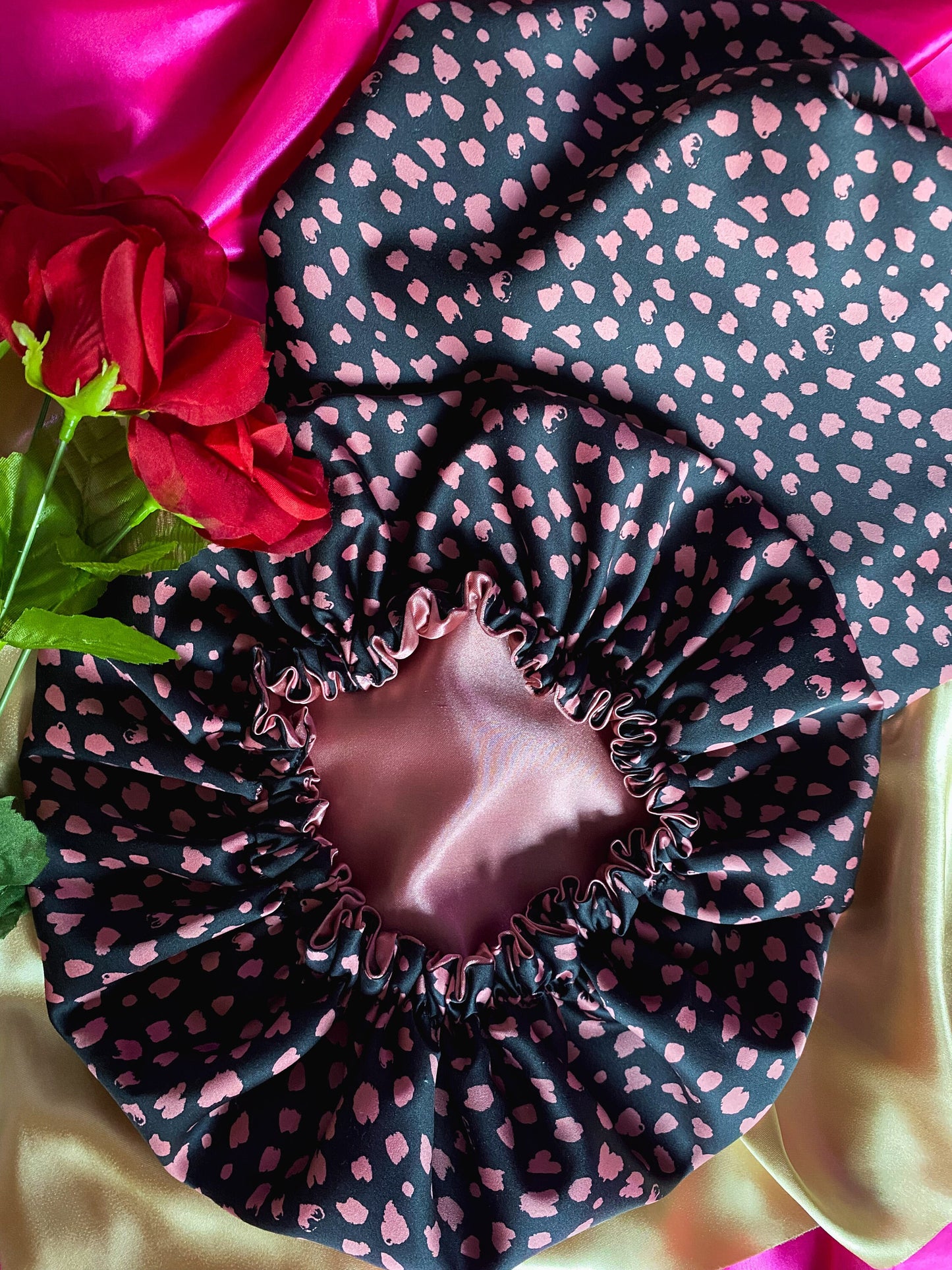 Cheetahs Never Prosper Reversible Satin Bonnet