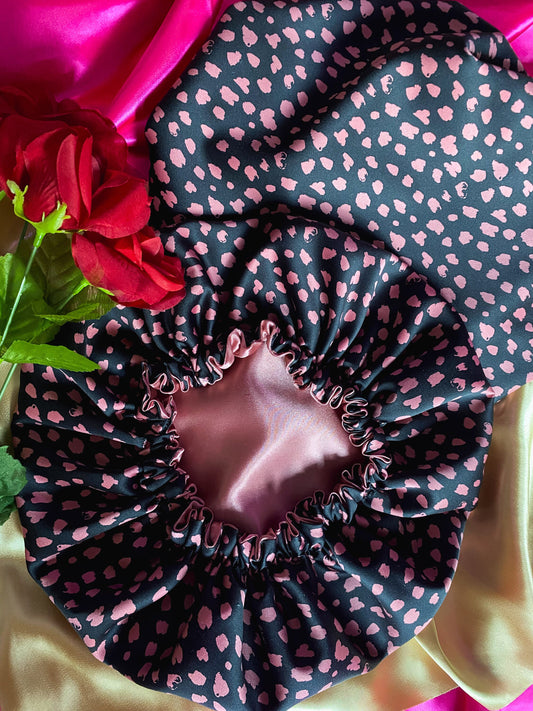 Cheetahs Never Prosper Reversible Satin Bonnet